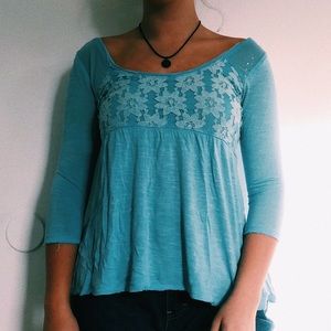 blue flowy top